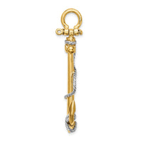 Load image into Gallery viewer, 14K w/Rhodium 3-D Large Anchor w/Rope and Shackle Bail Charm
