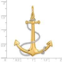 Load image into Gallery viewer, 14K w/Rhodium 3-D Large Anchor w/Rope and Shackle Bail Charm
