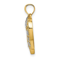 Load image into Gallery viewer, 14k Two-Tone Textured Cut-Out Heart w/ Flowers Charm
