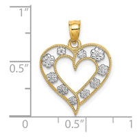 Load image into Gallery viewer, 14k Two-Tone Textured Cut-Out Heart w/ Flowers Charm
