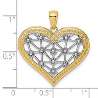 Load image into Gallery viewer, 14k w/Rhodium Lattice Center Heart Charm
