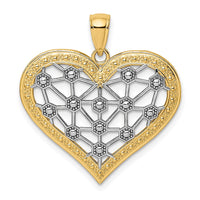 Load image into Gallery viewer, 14k w/Rhodium Lattice Center Heart Charm
