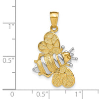 Load image into Gallery viewer, 14k White Rhodium 3-D Bumblebee Charm
