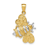 Load image into Gallery viewer, 14k White Rhodium 3-D Bumblebee Charm
