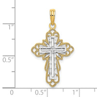 Load image into Gallery viewer, 14K W/ Rhodium Lace Trim Cross Charm
