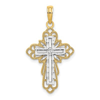 Load image into Gallery viewer, 14K W/ Rhodium Lace Trim Cross Charm
