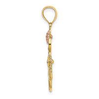 Load image into Gallery viewer, 14k Two-tone w/White Rhodium I LOVE YOU w/Flowers Charm
