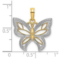 Load image into Gallery viewer, 14k w/Rhodium Butterfly w/ White Beaded Wings Charm

