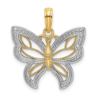 Load image into Gallery viewer, 14k w/Rhodium Butterfly w/ White Beaded Wings Charm
