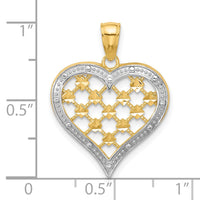 Load image into Gallery viewer, 14k w/ Rhodium Edge Diamond-cut Heart Charm
