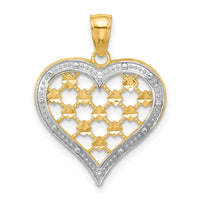 Load image into Gallery viewer, 14k w/ Rhodium Edge Diamond-cut Heart Charm
