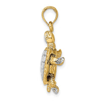 Load image into Gallery viewer, 14K with White Rhodium 3-D Land Turtle W/ Moveable Head Charm
