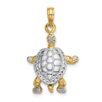 Load image into Gallery viewer, 14K with White Rhodium 3-D Land Turtle W/ Moveable Head Charm
