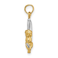 Load image into Gallery viewer, 14K w/Rhodium 3-D Angel on Moon Charm
