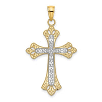 Load image into Gallery viewer, 14K W/ Rhodium Scalloped Edges Cross Charm
