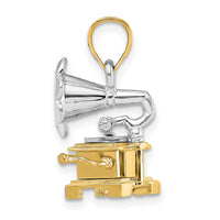 Load image into Gallery viewer, 14K Two-Tone 3-D Moveable Phonograph Charm

