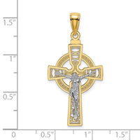 Load image into Gallery viewer, 14k Two-tone Celtic Crucifix w/ Eternity Circle Charm
