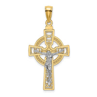 Load image into Gallery viewer, 14k Two-tone Celtic Crucifix w/ Eternity Circle Charm
