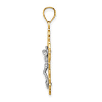 Load image into Gallery viewer, 14K Two-Tone w/Lace Trim Crucifix Charm
