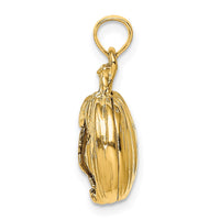 Load image into Gallery viewer, 14k w/Rhodium 3-D Jack-o-Lantern w/Enameled Black Cat and Moon Charm
