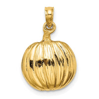 Load image into Gallery viewer, 14k w/Rhodium 3-D Jack-o-Lantern w/Enameled Black Cat and Moon Charm
