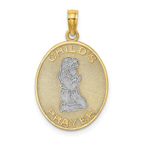 Load image into Gallery viewer, 14k w/Rhodium Reversible CHILDS PRAYER w/Girl Charm
