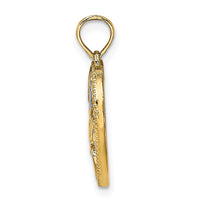 Load image into Gallery viewer, 14k with White Rhodium Textured MOM Heart Charm
