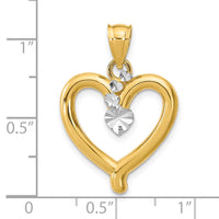 Load image into Gallery viewer, 14k w/Rhodium Diamond-cut Heart Charm
