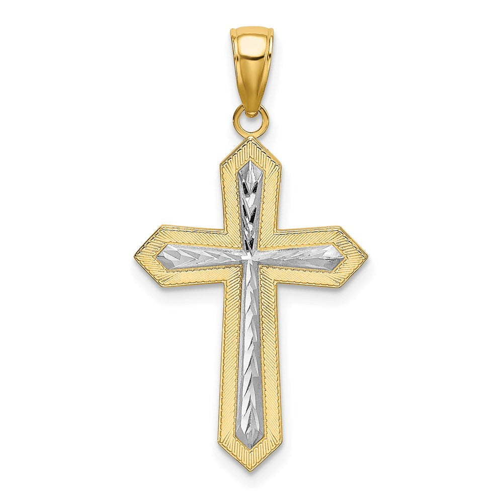 14K W/ Rhodium Center Cross Charm