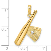 Load image into Gallery viewer, 14K Baseball Bat With Rhodium Ball Charm
