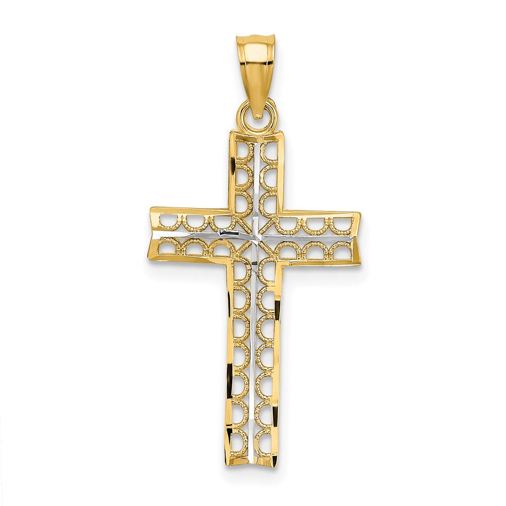 14K W/ Rhodium Cross Charm