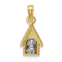 Load image into Gallery viewer, 14k Two-tone 3-D Dog Inside Dog House Charm
