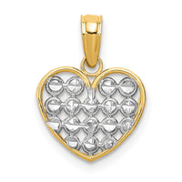Load image into Gallery viewer, 14k w/Rhodium Diamond-cut Heart Charm
