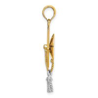 Load image into Gallery viewer, 14k 3-D Graduation Cap w/ White Rhodium Moveable Tassle Charm
