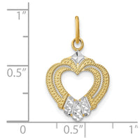 Load image into Gallery viewer, 14k w/Rhodium Diamond-cut Textured Heart Charm
