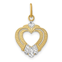 Load image into Gallery viewer, 14k w/Rhodium Diamond-cut Textured Heart Charm
