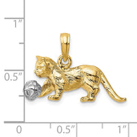 Load image into Gallery viewer, 14k Two-Tone 3-D Cat Playing with Moveable Ball Charm
