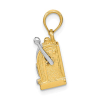 Load image into Gallery viewer, 14k Rhodium 3D Slot Machine w/Moveable Handle Charm
