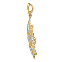 Load image into Gallery viewer, 14K w/Rhodium D/C and Filigree Flower Charm
