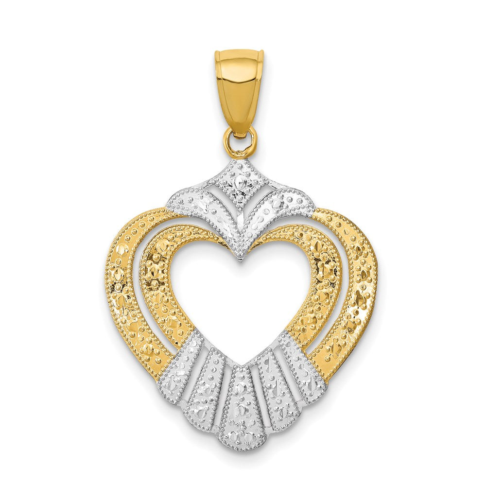14k w/Rhodium Cut-Out Heart Charm