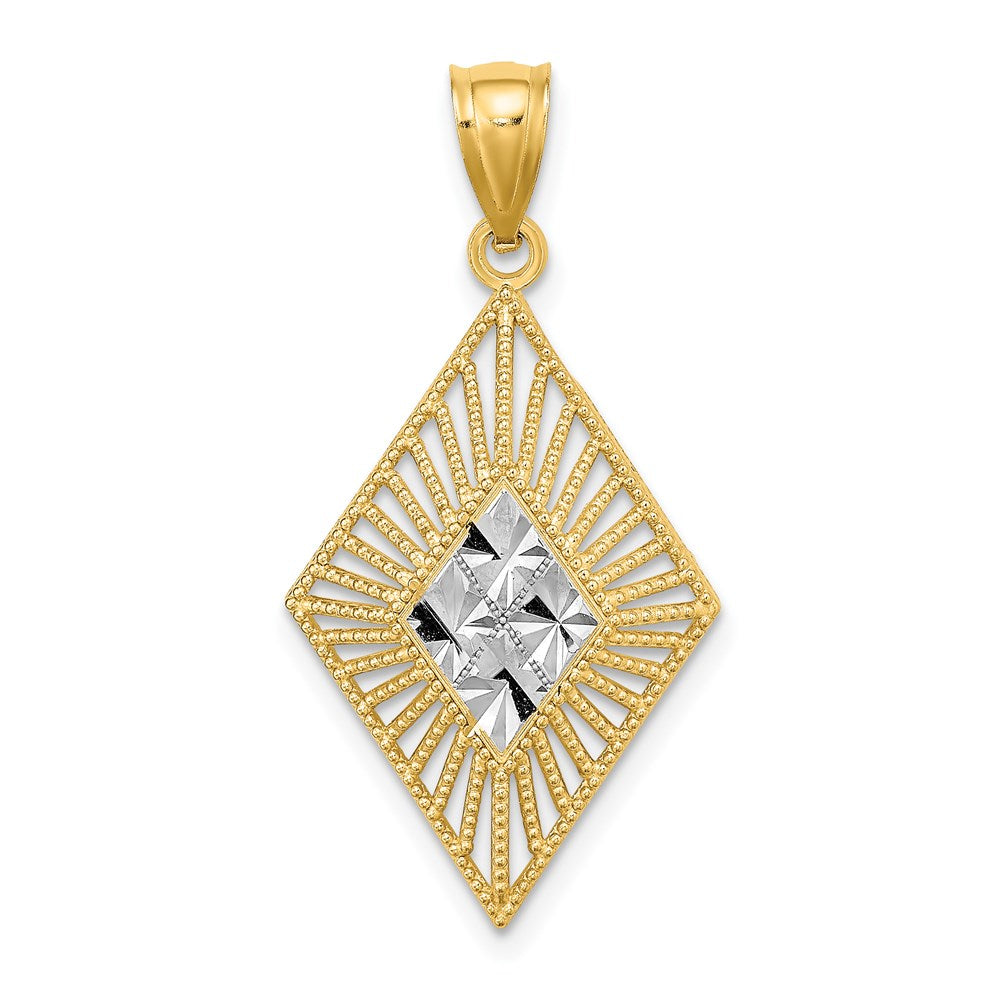 14K w/Rhodium D/C Diamond Shape Charm