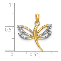 Load image into Gallery viewer, 14k w/Rhodium Textured Dragonfly Charm
