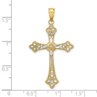 Load image into Gallery viewer, 14K W/ Rhodium D/C Edges Cross Charm
