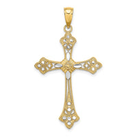 Load image into Gallery viewer, 14K W/ Rhodium D/C Edges Cross Charm
