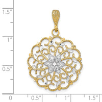 Load image into Gallery viewer, 14K w/Rhodium D/C Scalloped Wave Charm
