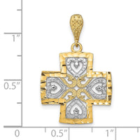 Load image into Gallery viewer, 14K w/Rhodium D/C Heart Cross Charm
