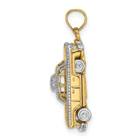 Load image into Gallery viewer, 14k with White Rhodium 3-D Taxi with Moveable Tires Charm
