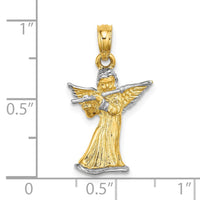 Load image into Gallery viewer, 14k w/ White Rhodium 3-D Angel Playing Flute Charm
