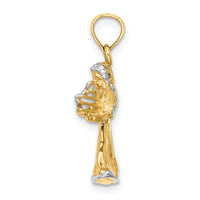Load image into Gallery viewer, 14k w/ White Rhodium 3-D Angel Playing Harp Charm
