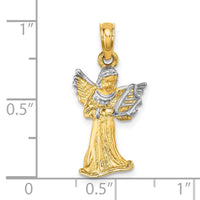 Load image into Gallery viewer, 14k w/ White Rhodium 3-D Angel Playing Harp Charm
